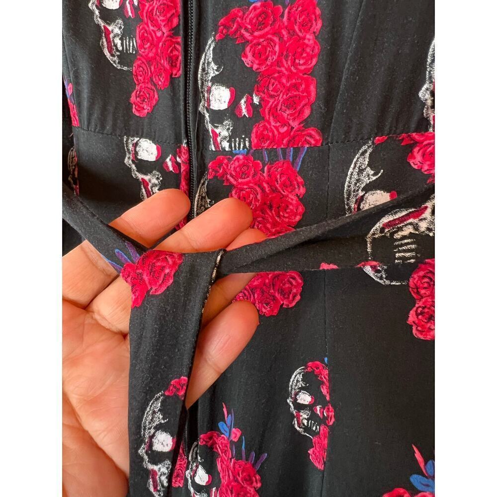ROYAL BONES By Daang Goodman Floral Skull Dress in Red & Black Women's Medium - Picture 11 of 13